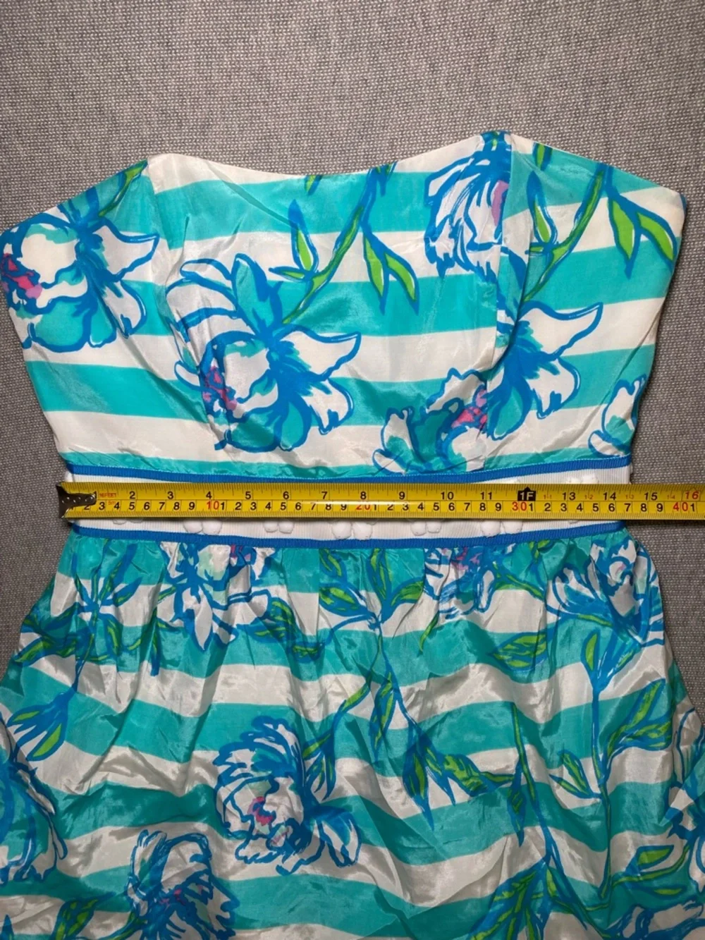 Lilly Pulitzer Strapless Langley Dress Shorely Blue Tossing The Line 8 Floral - Picture 8 of 12